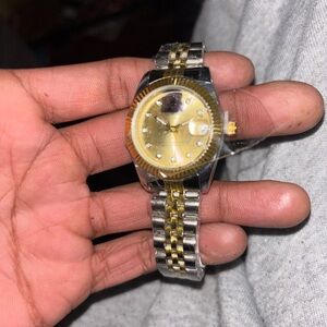 Two-Tone Gold & Silver Round Dial Bracelet Watch